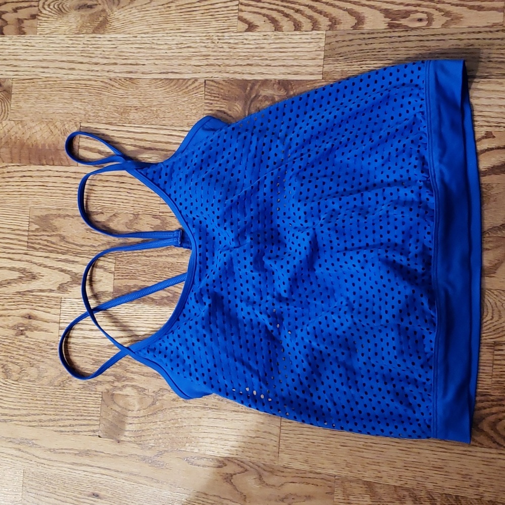(S) Eyelet Activewear Swimwear Beach Shelf Bra Racerback Sports Lightweight